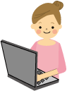 パソコンで仕事中の女性のイラスト