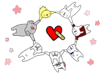 うさじ達が輪になっているイラスト