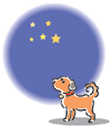 犬が星を見ているイラスト