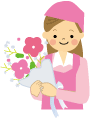 花束を持っている女性のイラスト