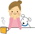 女性と犬のイラスト